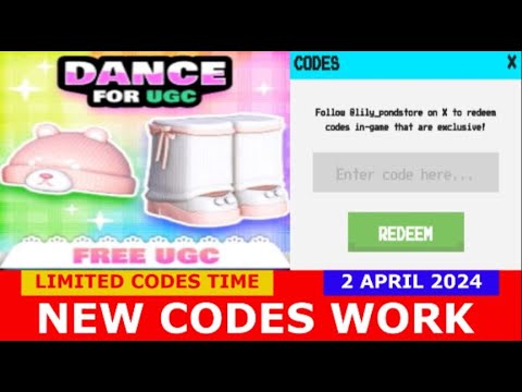 *NEW CODES APRIL 2, 2024* Dance for UGC ROBLOX | LIMITED CODES TIME